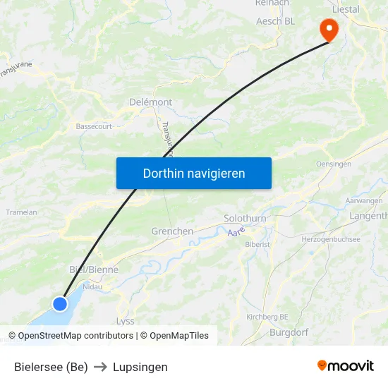 Bielersee (Be) to Lupsingen map