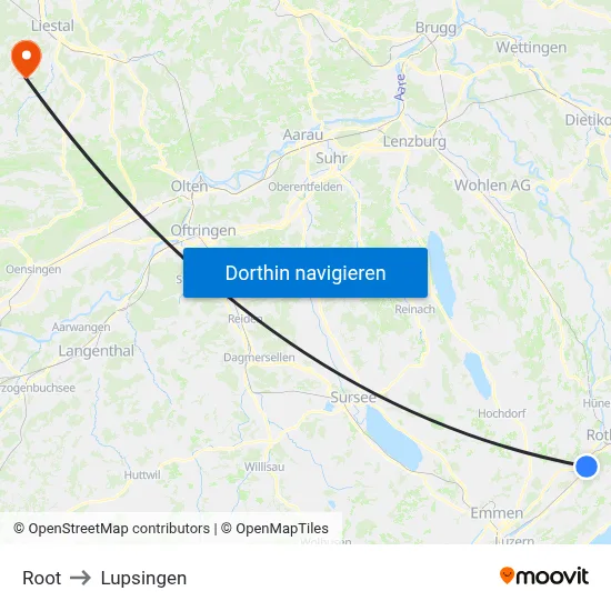 Root to Lupsingen map