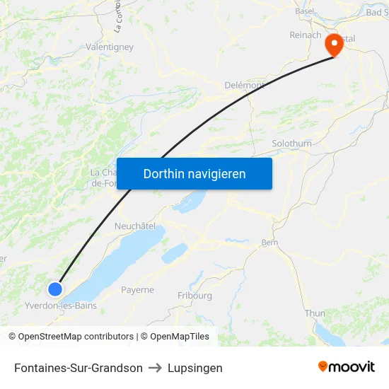 Fontaines-Sur-Grandson to Lupsingen map
