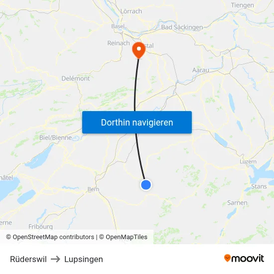 Rüderswil to Lupsingen map