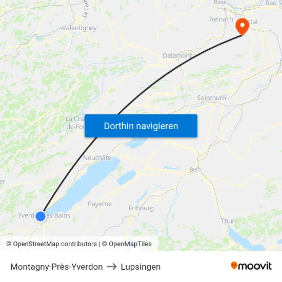 Montagny-Près-Yverdon to Lupsingen map