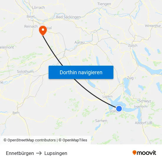 Ennetbürgen to Lupsingen map