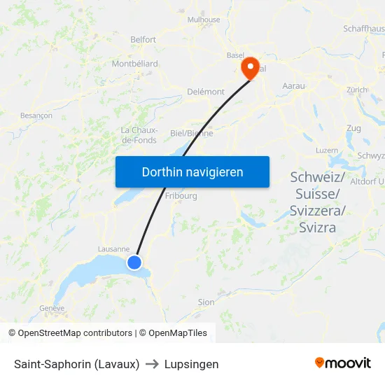 Saint-Saphorin (Lavaux) to Lupsingen map