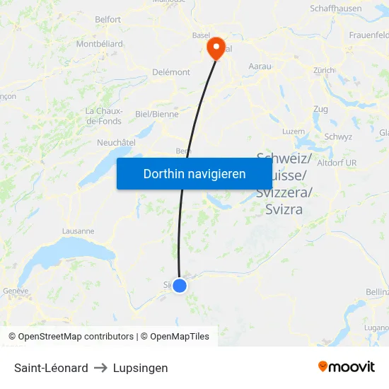 Saint-Léonard to Lupsingen map