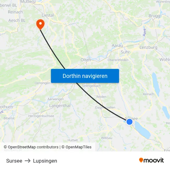 Sursee to Lupsingen map