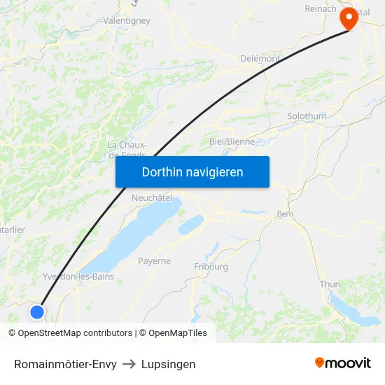 Romainmôtier-Envy to Lupsingen map