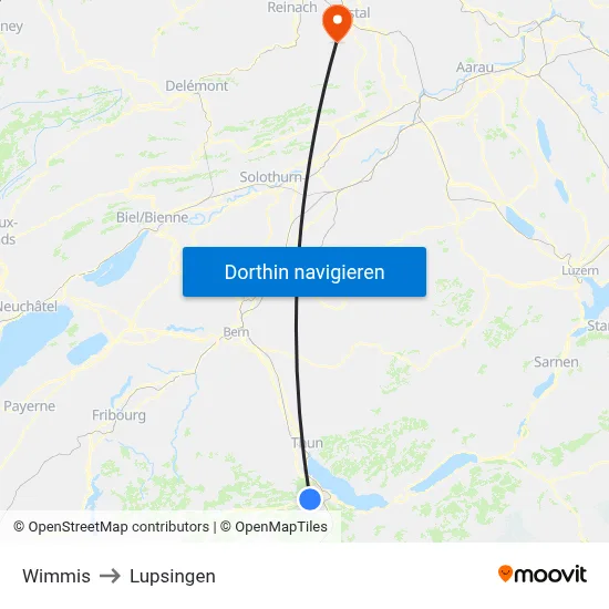 Wimmis to Lupsingen map