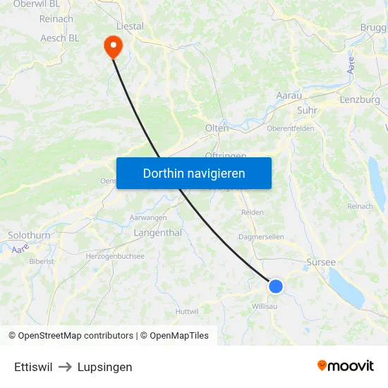 Ettiswil to Lupsingen map