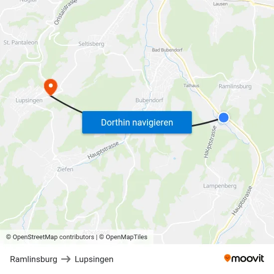 Ramlinsburg to Lupsingen map