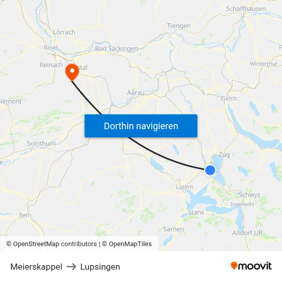 Meierskappel to Lupsingen map