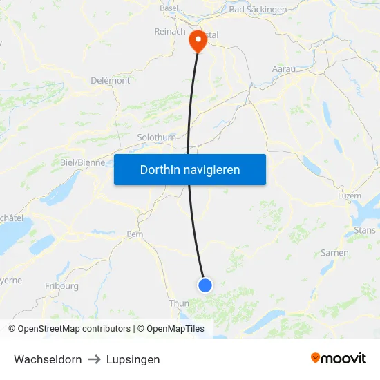 Wachseldorn to Lupsingen map