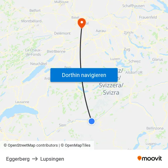 Eggerberg to Lupsingen map