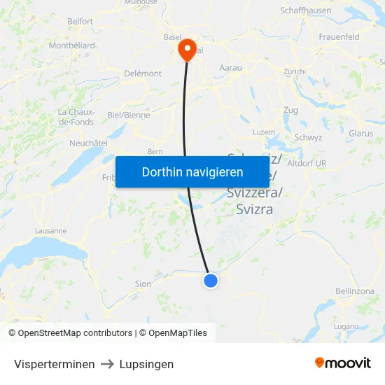 Visperterminen to Lupsingen map