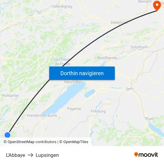 L'Abbaye to Lupsingen map