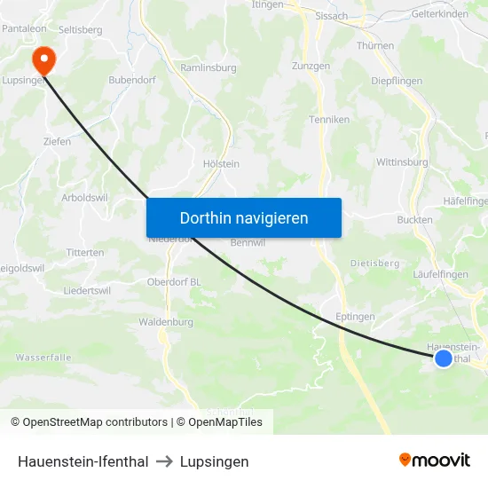 Hauenstein-Ifenthal to Lupsingen map