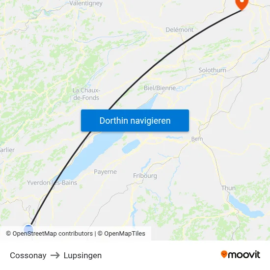Cossonay to Lupsingen map