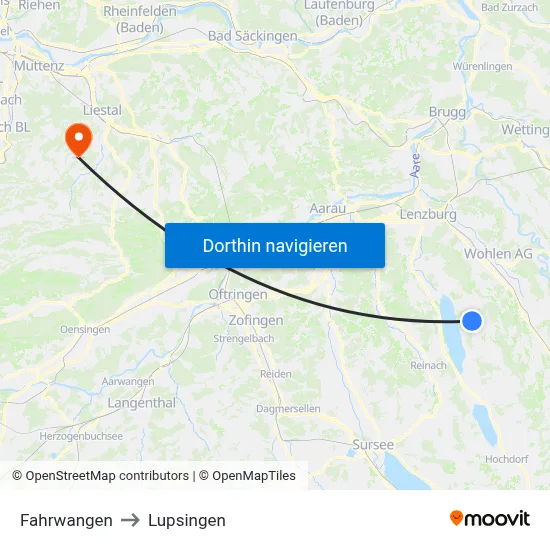 Fahrwangen to Lupsingen map