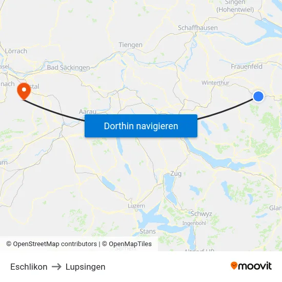 Eschlikon to Lupsingen map
