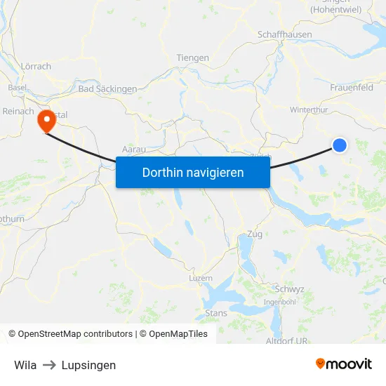 Wila to Lupsingen map