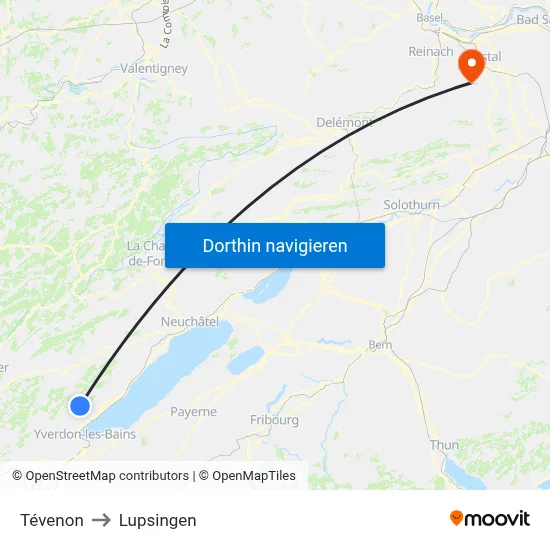 Tévenon to Lupsingen map