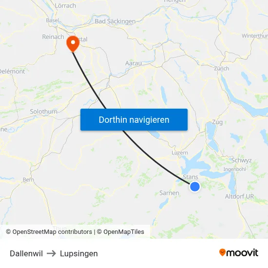 Dallenwil to Lupsingen map