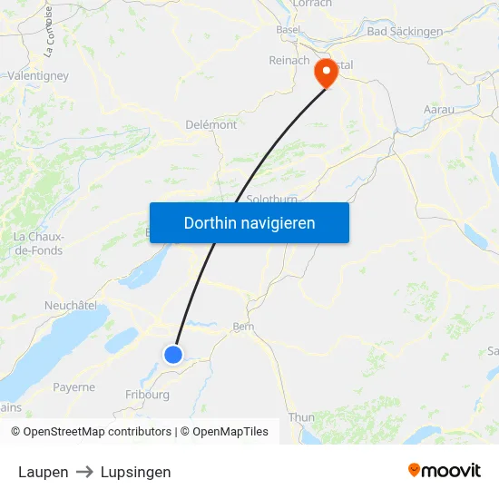 Laupen to Lupsingen map