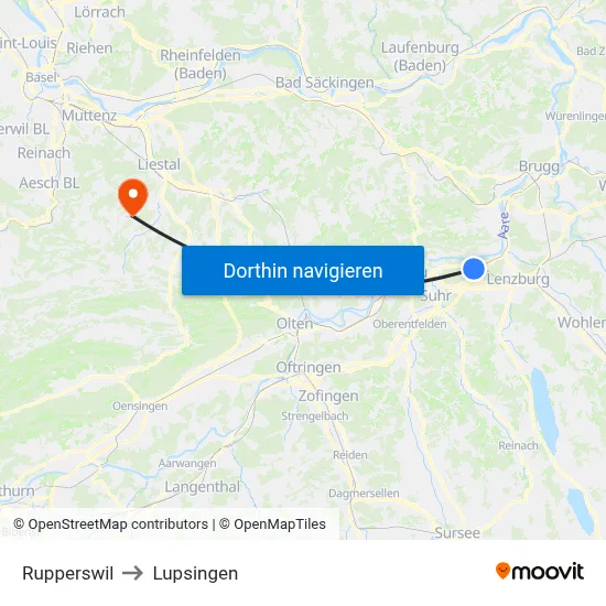 Rupperswil to Lupsingen map