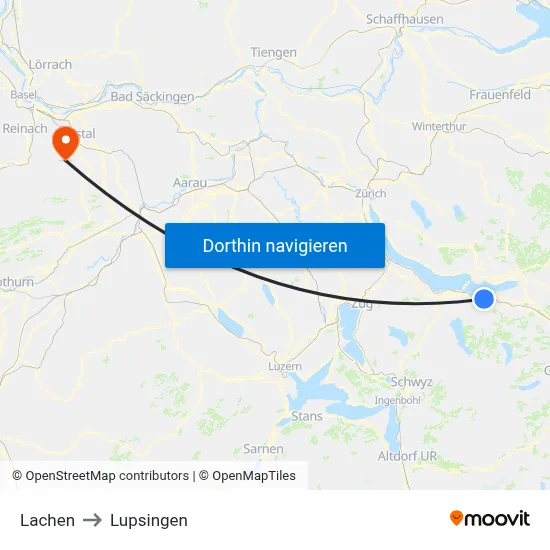 Lachen to Lupsingen map