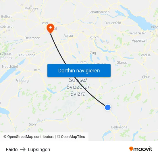Faido to Lupsingen map