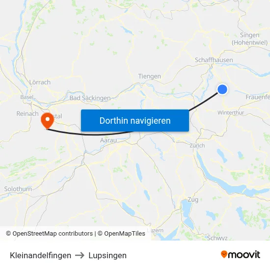 Kleinandelfingen to Lupsingen map