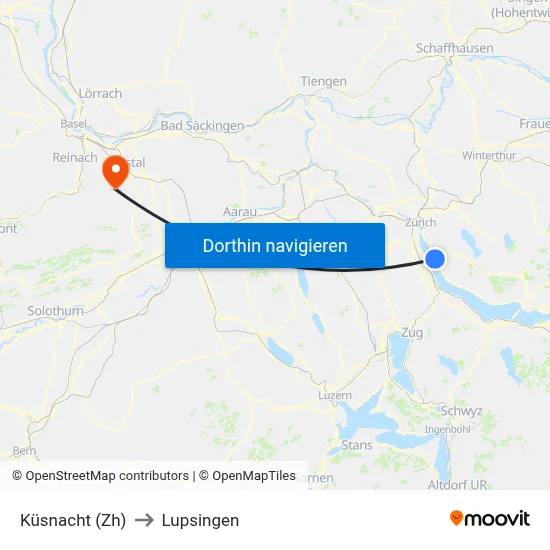 Küsnacht (Zh) to Lupsingen map