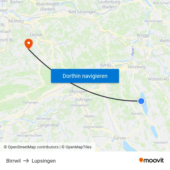 Birrwil to Lupsingen map