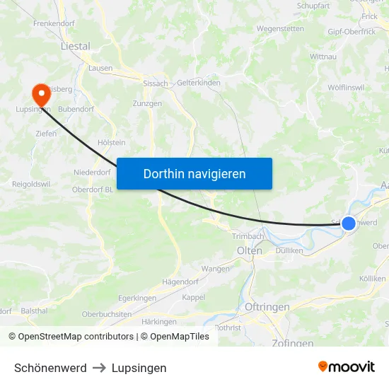 Schönenwerd to Lupsingen map
