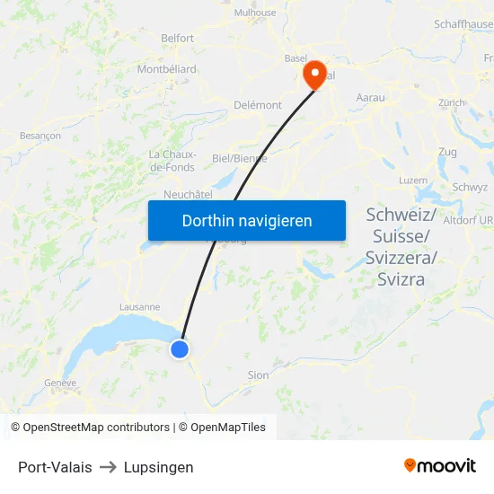 Port-Valais to Lupsingen map