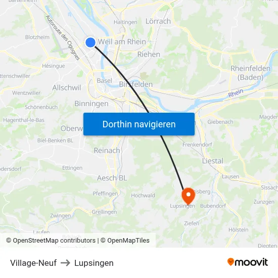 Village-Neuf to Lupsingen map