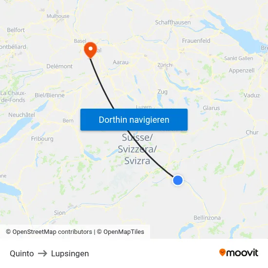 Quinto to Lupsingen map
