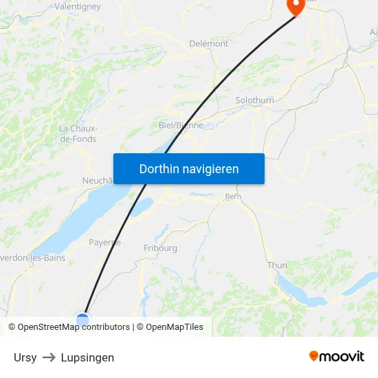 Ursy to Lupsingen map