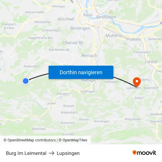 Burg Im Leimental to Lupsingen map