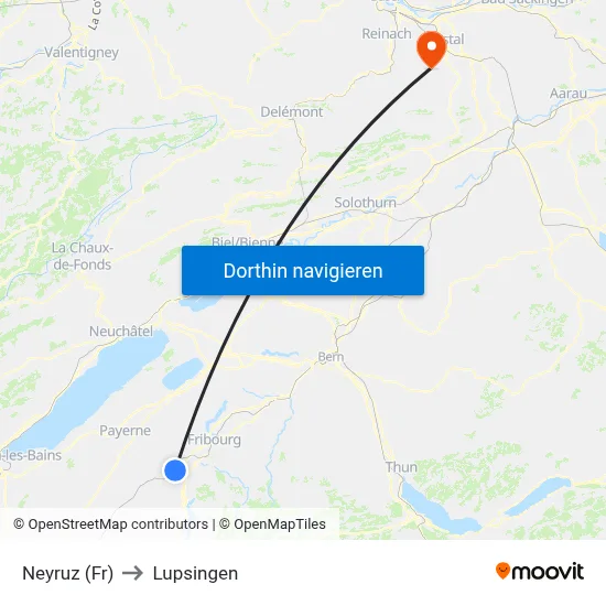 Neyruz (Fr) to Lupsingen map