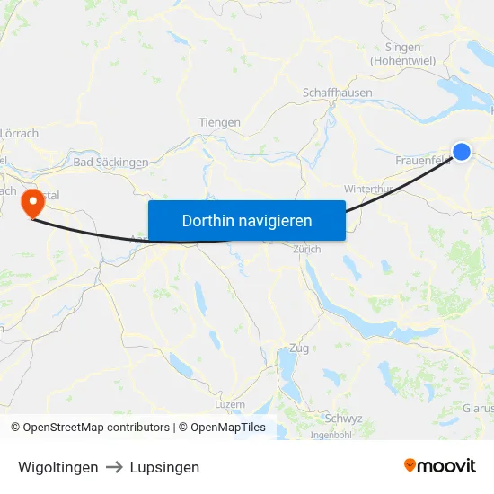 Wigoltingen to Lupsingen map