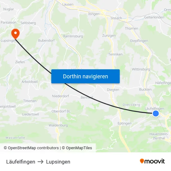 Läufelfingen to Lupsingen map