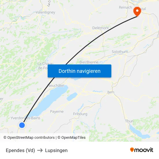 Ependes (Vd) to Lupsingen map