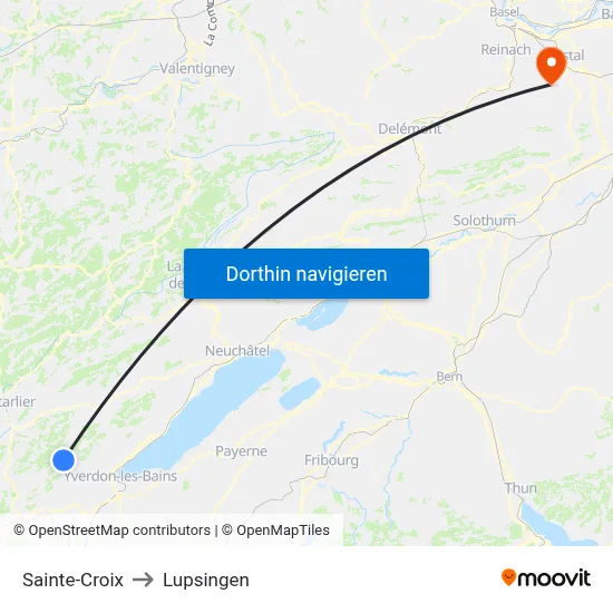 Sainte-Croix to Lupsingen map