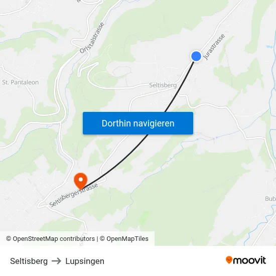 Seltisberg to Lupsingen map