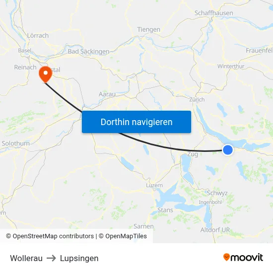 Wollerau to Lupsingen map