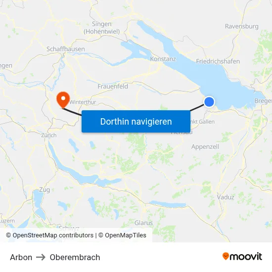 Arbon to Oberembrach map