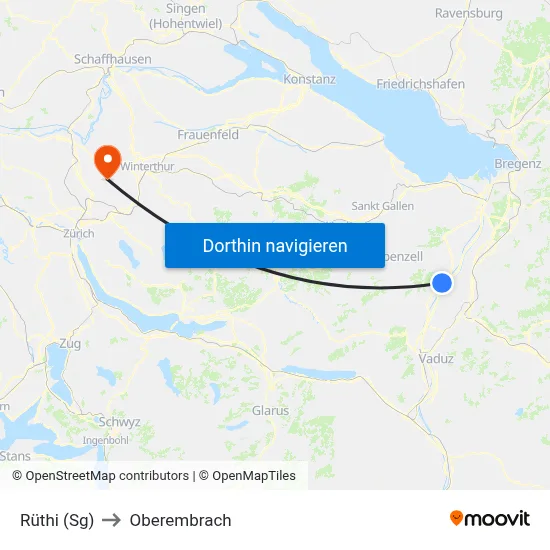 Rüthi (Sg) to Oberembrach map