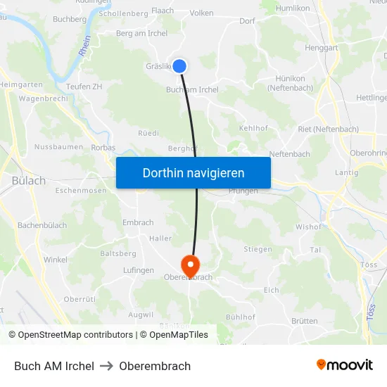 Buch AM Irchel to Oberembrach map
