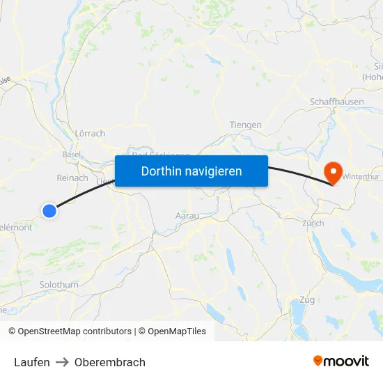 Laufen to Oberembrach map