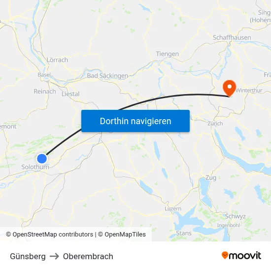 Günsberg to Oberembrach map